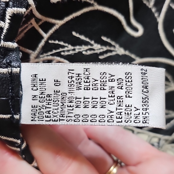 Vintage Genuine Leather Laser Cut Openwork Black Floral Topper Jacket 14 XL - Picture 8 of 12